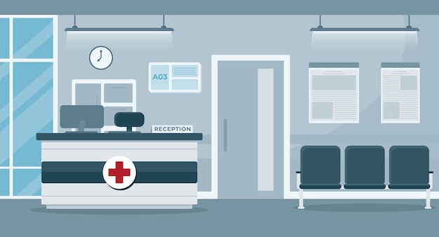 Réception dans le vecteur d'image d'illustration d'hôpital premium