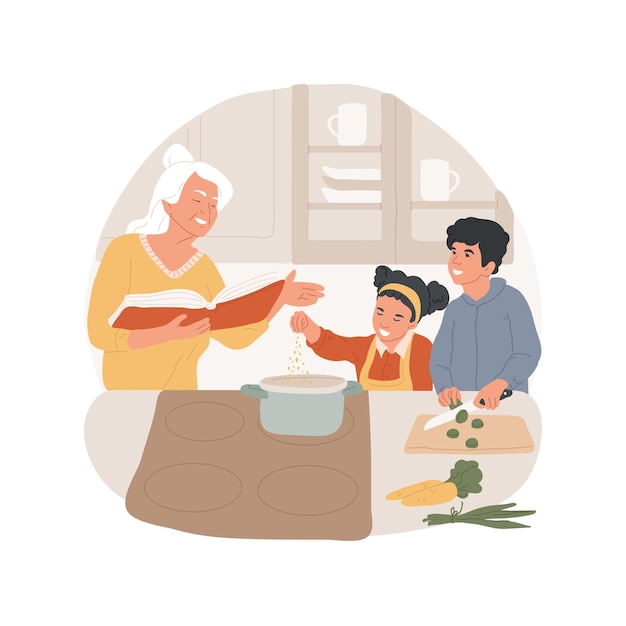 Recette De Famille Isolée Illustration Vectorielle De Dessin Animé