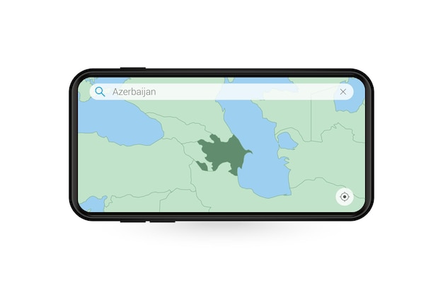 Recherche De Carte De L'azerbaïdjan Dans L'application De Carte Pour Smartphone. Carte De L'azerbaïdjan Dans Le Téléphone Portable.