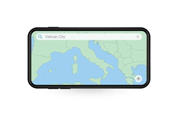 Recherche De Carte De La Cité Du Vatican Dans L'application De Carte Pour Smartphone. Carte De La Cité Du Vatican En Téléphone Portable.