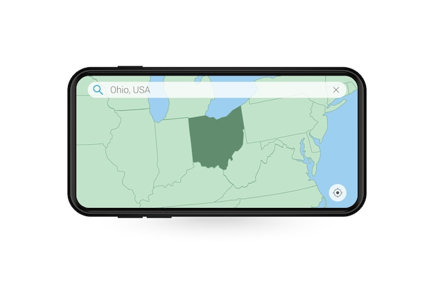 Recherche de carte de l'Ohio dans l'application de carte Smartphone