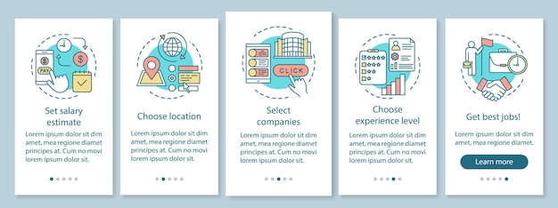 Recherche D'emplois à Temps Partiel Dans L'écran De La Page De L'application Mobile Avec Des Concepts Linéaires. Sélectionnez Des Entreprises, Obtenez Des Instructions Graphiques Sur Les étapes Du Travail. Modèle Vectoriel Ux, Ui, Gui Avec Illustrations