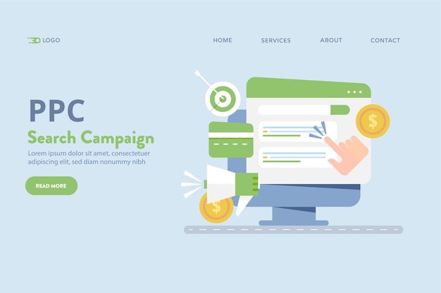 Recherche marketing PPC concept vecteur