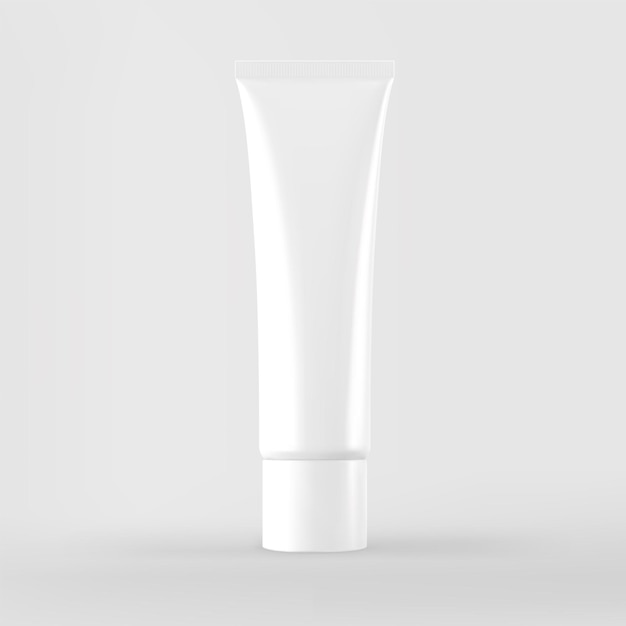 Vecteur récipient blanc en plastique de maquette de tube de beauté cosmétique avec illustration vectorielle réaliste 3d de capuchon