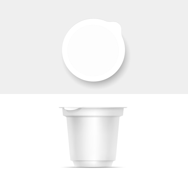 Récipient d'emballage blanc vierge pour yaourt, crème glacée, dessert