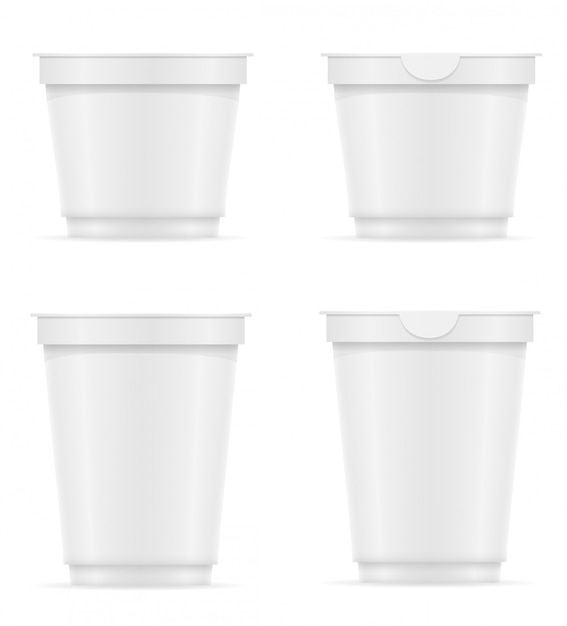 Récipient en plastique blanc blanc d&#39;illustration vectorielle de yaourt ou de crème glacée