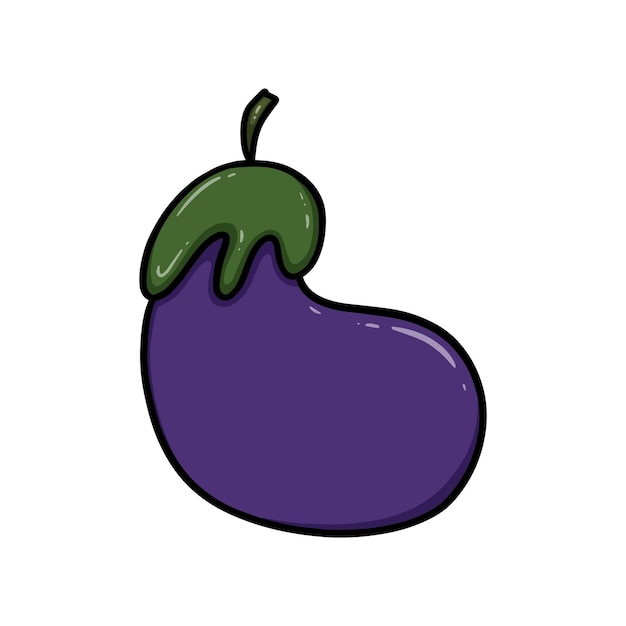 Récolte D'aubergines Légume Violet Pour Manger La Coloration De Dessin Animé Linéaire Doodle