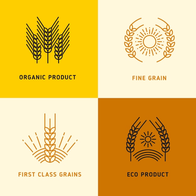 Vecteur récolte de logos vectoriels avec des grains de blé