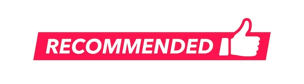 Recommander l'icône Bon symbole Meilleurs signes Symboles similaires Icônes du pouce vers le haut Autocollant de qualité Couleur rouge Signe vectoriel