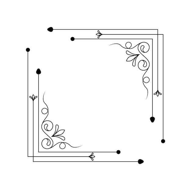 Rectangle Fleur Cadre Cadre Floral Contour élément Vectoriel