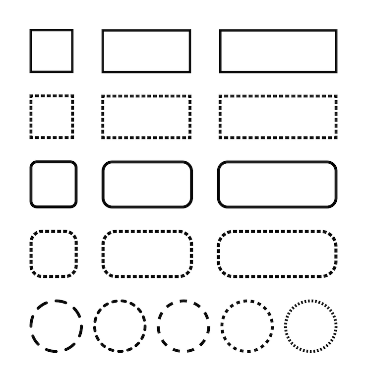 Vecteur le rectangle et la forme de cricle sont solides et l'arrière-plan est délimité par des points.