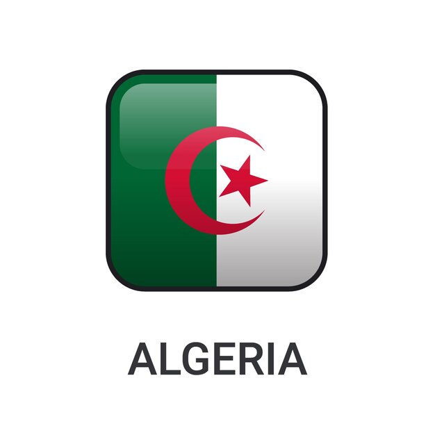 Vecteur rectangle réaliste vecteur d'icône de drapeau de l'algérie isolé sur fond blanc pour l'icône de match de sport