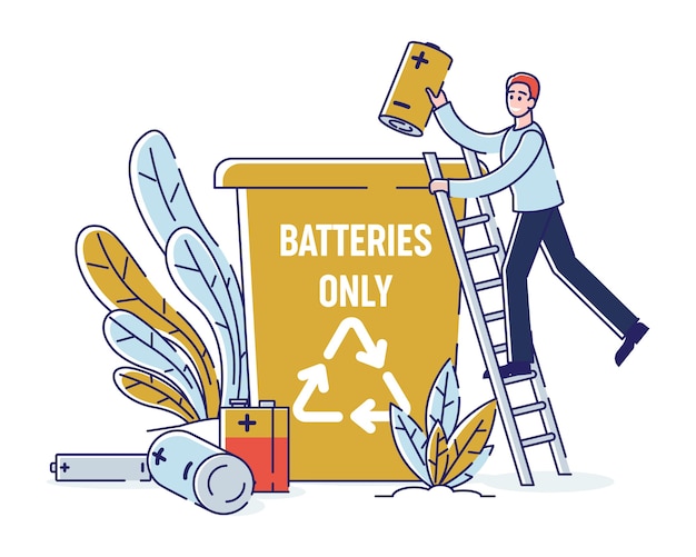 Recyclage des piles usagées, concept d'environnement de nettoyage.