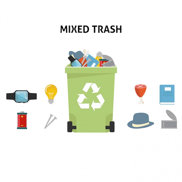 Recycle Mix Trash Illustration Set