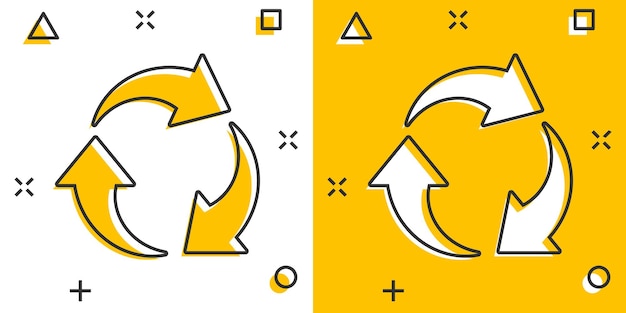 Recycler L'icône Dans Le Style Comique Réutiliser L'illustration Vectorielle De Dessin Animé Sur Fond Blanc Isolé Recyclage Splash Effet Signe Concept D'entreprise