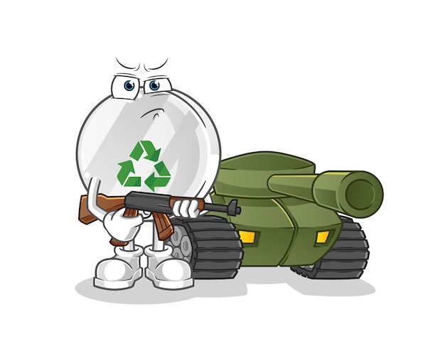 Recycler Le Soldat De Signe Avec Illustration De Caractère De Réservoir