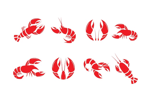 Red Circle Line Art Homard Animal Seafood Restaurant Illustration Symbole Logo Vector