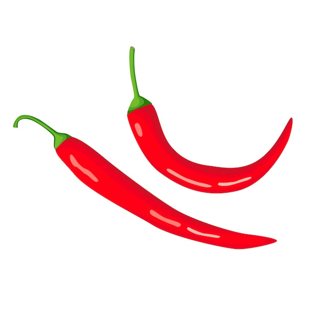 Red Hot Chili Pepper Nourriture épicée Vector Clipart Isoler Sur Blanc