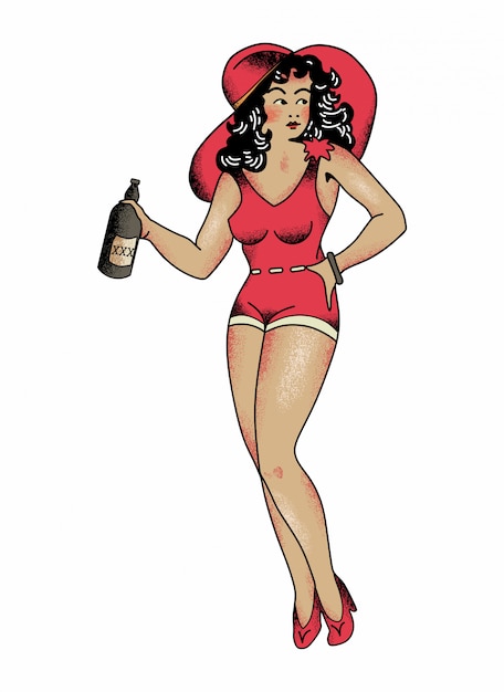 Vecteur red outfit girl no5 de sailor jerry