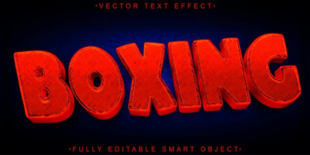 Red Shiny Fighter Boxing Vector Effet de texte d'objet intelligent entièrement modifiable