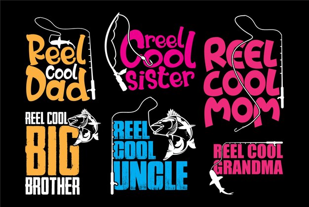 Reel Cool Dad Fishing T-shirt Design Bundle Fishing T-shirt Citations Sur La Pêche