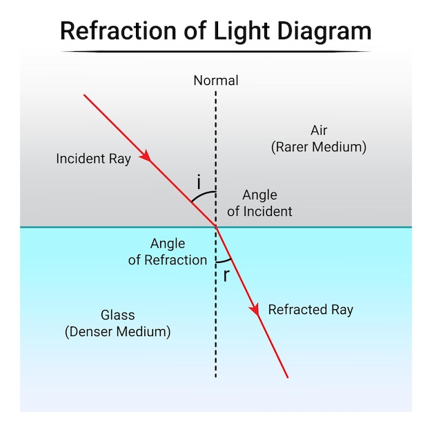 Vecteur réfraction du diagramme de la lumière sciences de l'éducation physique illustration vectorielle