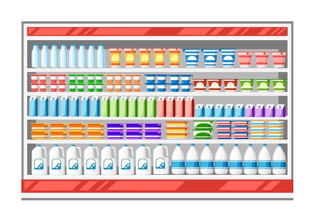 Vecteur réfrigérateur vitrine pour le refroidissement des produits laitiers