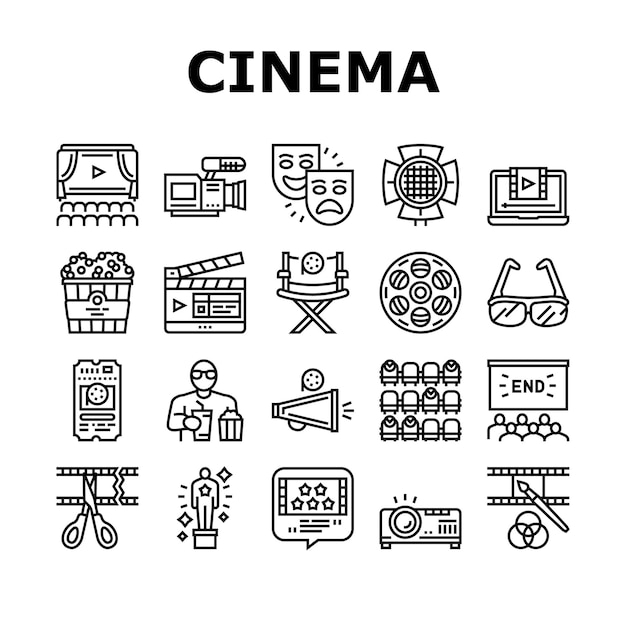 Regardez le cinéma Le cinéma Le divertissement Les icônes Définir le vecteur