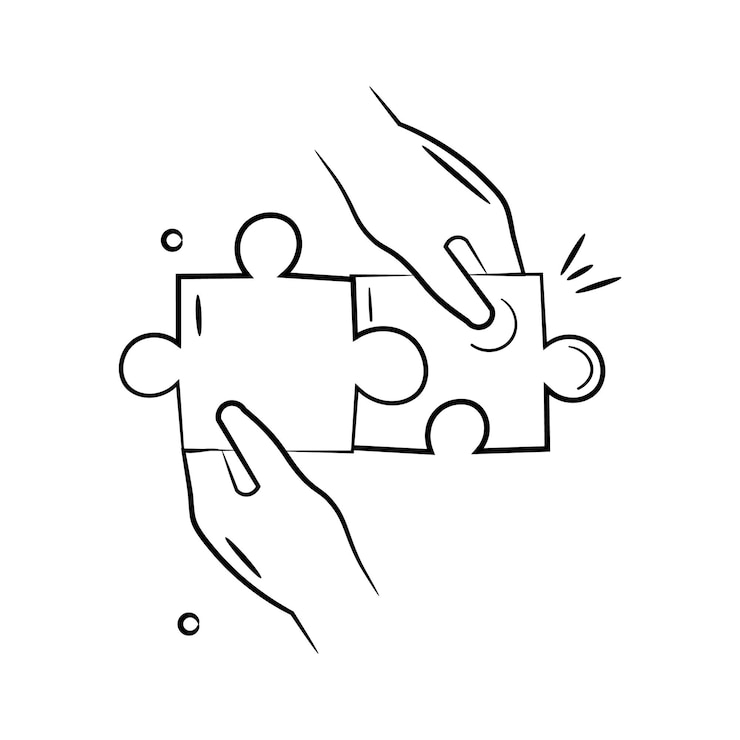 Vecteur regardez l'icône créative de la collaboration, du travail d'équipe, de l'intégration et de la coordination.