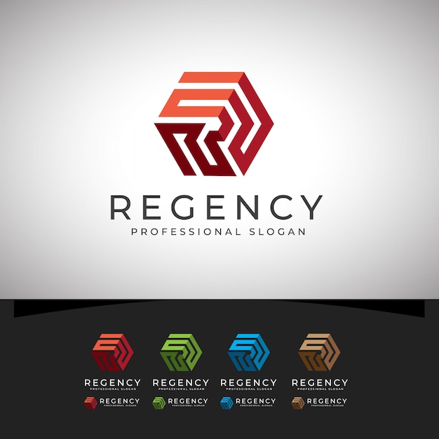 Regency R Lettre Logo Hexagone