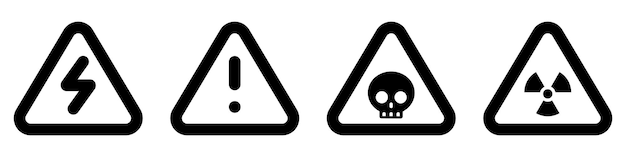 Vecteur réglage icône triangulaire noire signe nucléaire radioactif alerte électrique tension avertissement symbole de danger