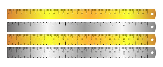 Règles De Fer En Pouces Et Métriques échelle De Mesure En Centimètres Et En Pouces Outil De Mesure En Fer Centimétrique Illustration Vectorielle