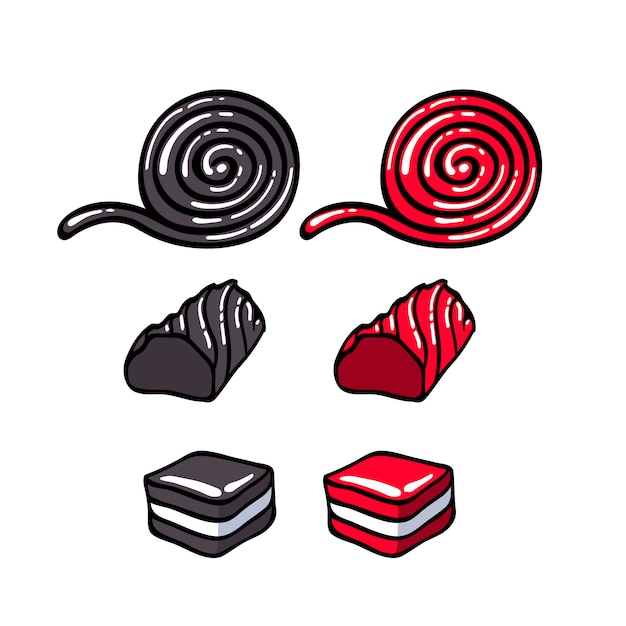 Vecteur réglisse bonbons mis illustration vectorielle