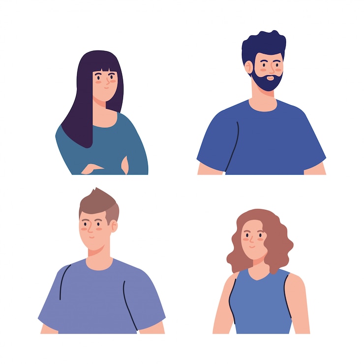 Vecteur regrouper les jeunes, les femmes et les hommes