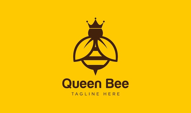 Reine des abeilles et feuille Logo vector design