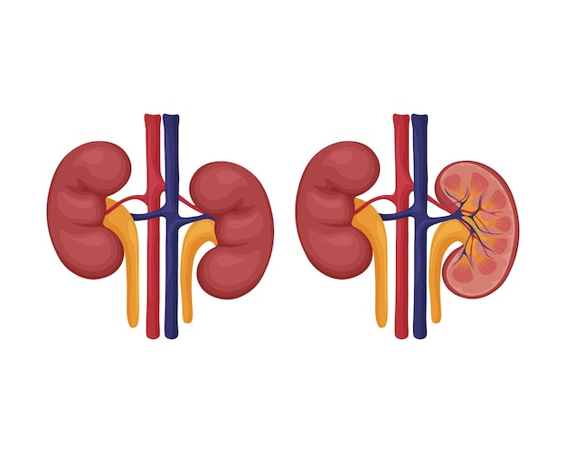 Reins Humains L'image Des Reins Humains Entiers Et Dans La Section Organes Internes Anatomie Humaine Vecteur Je