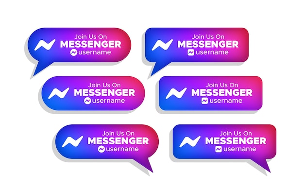 Rejoignez-nous sur l'étiquette de bannière de médias sociaux Messenger illustration vectorielle 3d