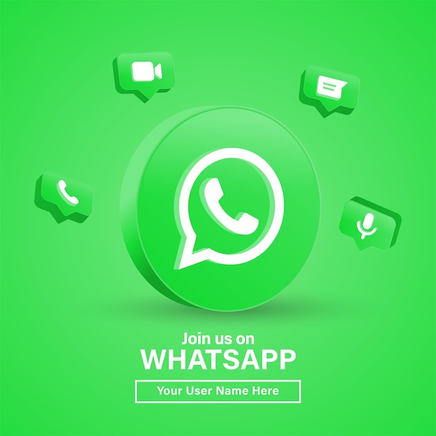 Rejoignez-nous Sur Whatsapp Avec Le Logo 3d Dans Un Cercle Moderne Pour Les Logos D'icônes De Médias Sociaux Ou Suivez-nous La Bannière