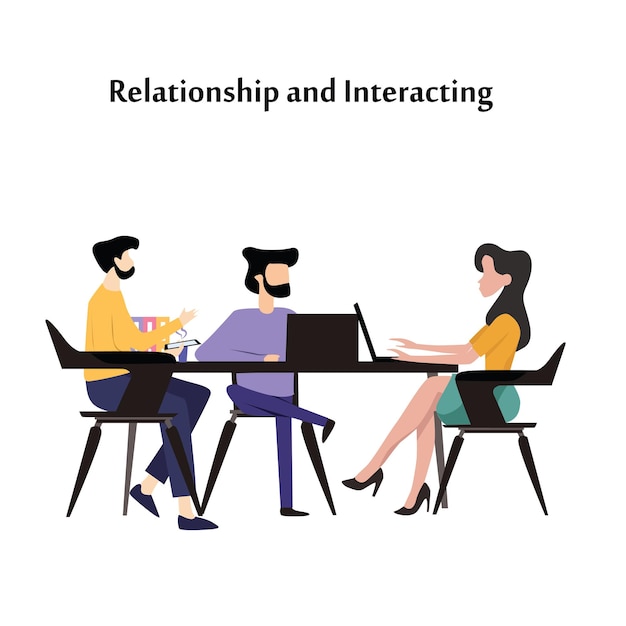 Relation De Personnes, Travail Et Interaction Vector Template Design Illustration