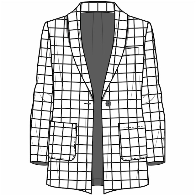 Vecteur relax fit col châle blazer long ligne à carreaux héritage pour femme corporate wear