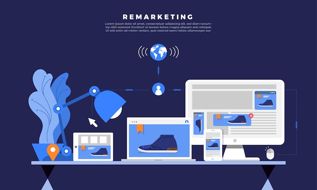 Vecteur remarketing marketing numérique