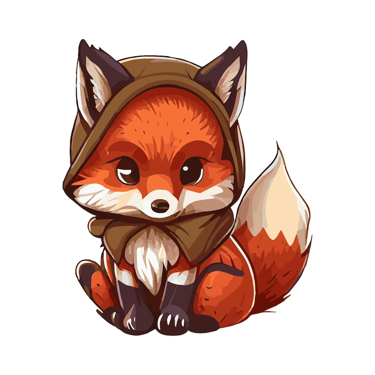Vecteur renard de dessin animé réaliste isolé sur fond blanc