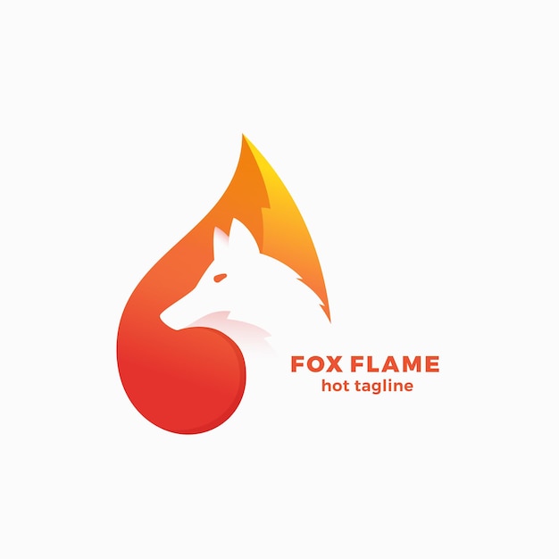 Renard Flamme Résumé Vecteur Symbole Signe Ou Modèle De Logo Espace Négatif Visage Animal Concept De Conception Simple Moderne Isolé