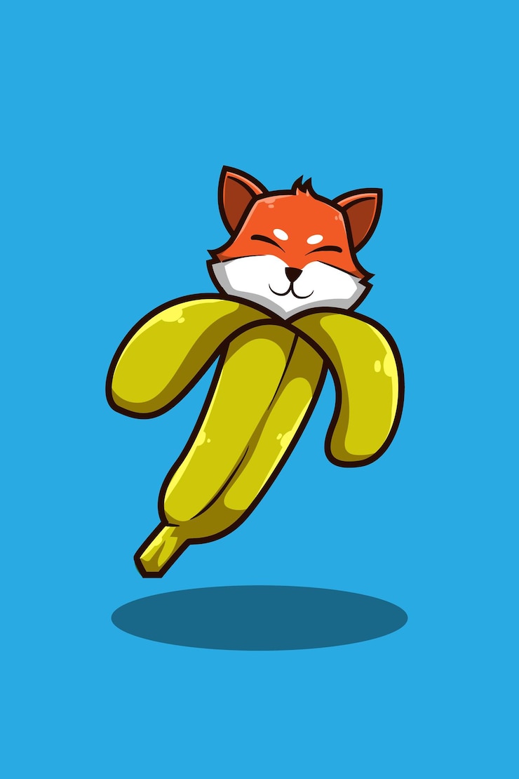 Vecteur renard avec illustration de dessin animé de banane