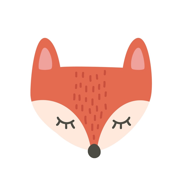 Vecteur renard mignon dessin animé illustration vectorielle scandinave portrait d'animal de dessin animé avec visage de renard endormi