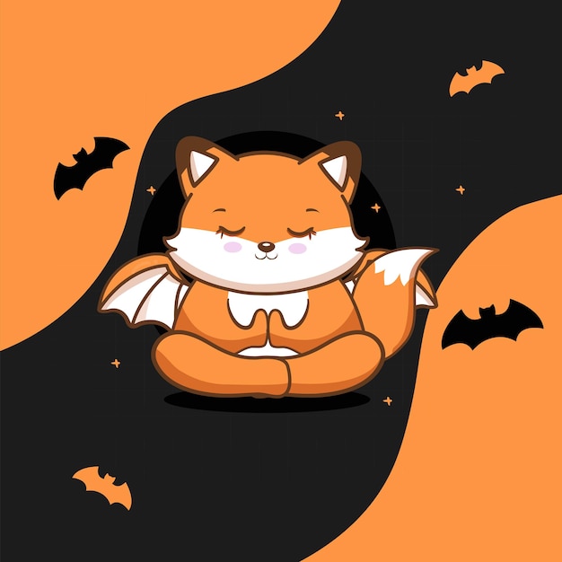 Renard Mignon Avec Halloween Vecteur Gratuit