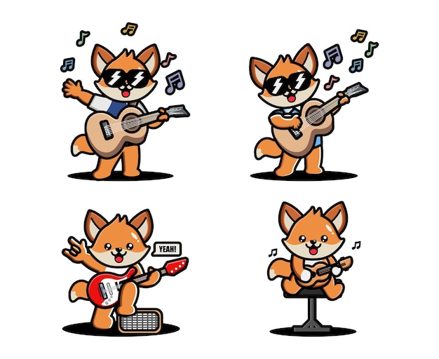 Renard Mignon Jouant De La Guitare