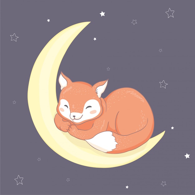Renard mignon de vecteur. Style de bande dessinée. Carte animaux tribal