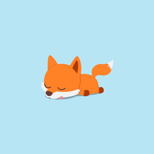 Vecteur renard paresseux dormir icône plate design