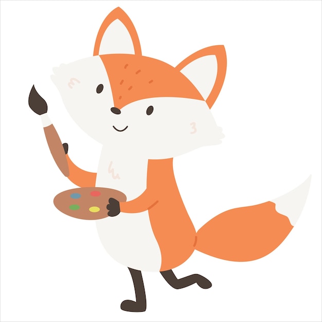 Renard avec pinceau et palette